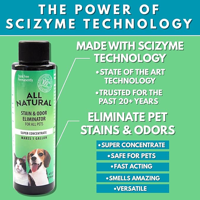 All Natural Stain & Urine Odor Eliminator Pet Enzyme Cleaner. Makes 1 Gallon. Dog & Cat Pee Smell Remover. Best Spray for Carpet, Hardfloor, Mattress, Turf, Kennel, Dog Bed, Concrete, Etc