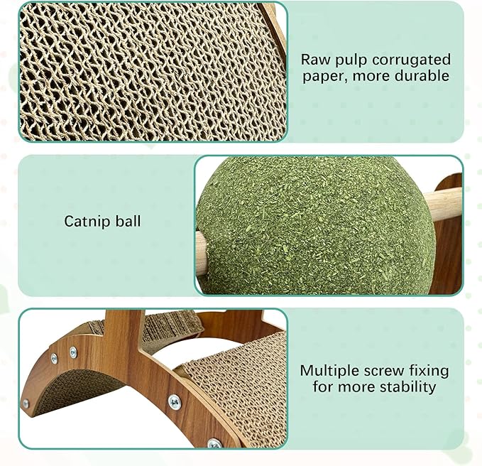 Fhiny Kitten Scratching Pad, 2-in-1 Cardboard Kitten Scratcher with Large Catnip Ball Small Corrugated Sloped Kitty Toy Multi-Faceted Scratch Post Thickened Board Scratch for Cats Kitty Bunny