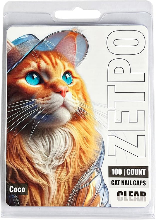 100 pcs Cat Nail Caps | Cat Claw Covers | with Adhesives and Applicators (Clear, S)