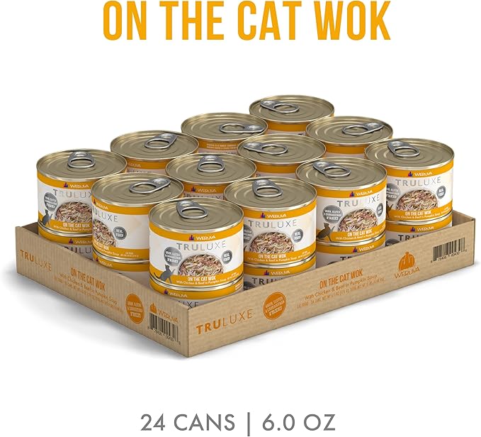 Weruva TruLuxe Cat Food, On The Cat Wok with Chicken Breast & Beef in Pumpkin Soup, 6oz Can (Pack of 24)