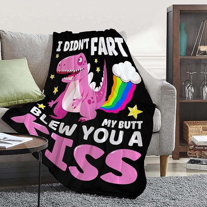 Funny Dinosaur Blanket Gift for Girls Boys- 50x60 Inches Soft Flannel Dino Throws Blankets Funny Gift for Teen Women Men Adult Cute Dinosaur Lover Gifts for Bed Sofa Couch