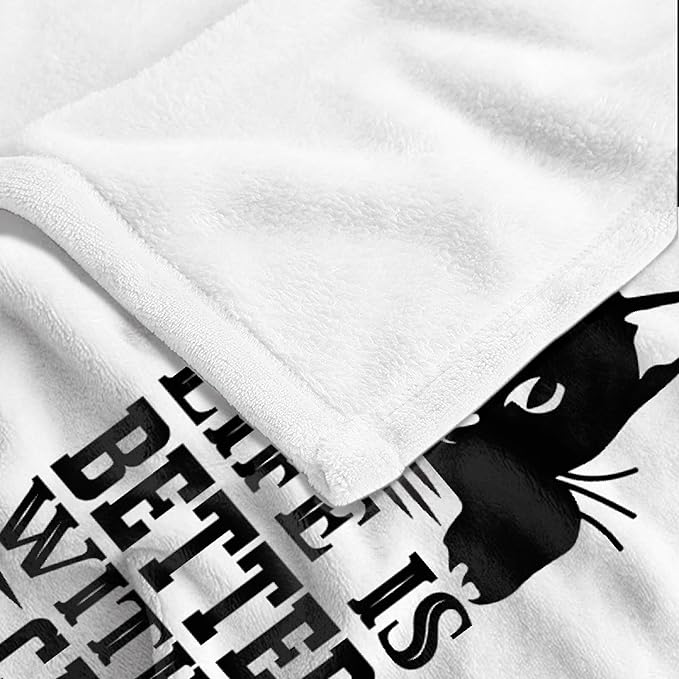 Black Cats Super Soft Cozy Throw - Best Halloween Blanket for Cat Mom and Cat Lovers - Cute Pet Cats Blanket for Couch, Bed, Sofa & Home Decor (50"x40")