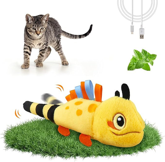 Gigwi Interactive Catnip Cat Toys, Electronic Flopping Toys Motion Activated, Automatic Moving Cat Toys for Indoor Cats, USB Rechargeable Cat Enrichment Toy Self Play for Hunting and Kicker, Lizard