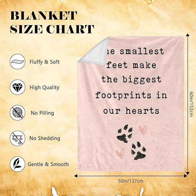 Dog Throw Blanket 50"X60" – Soft Memorial Blanket for Dog Lovers with Puppy & Footprint, Ideal Gift for Dogs Lovers Women & Girls, Valentine' s Day Birthday Gifts for Animal & Pet Lover