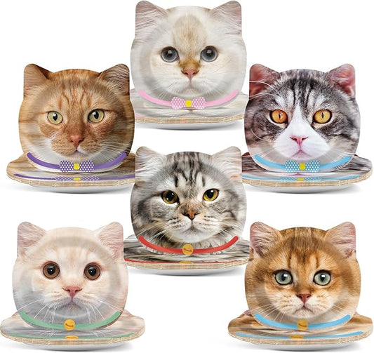 60 Pcs Cat Birthday Paper Plates Cat Shaped Dinner Party Plates for Cute Kitten Party Supplies Kitty Disposable Dinnerware Plate for Cats Themed Birthday Baby Shower Decorations Favors