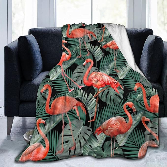 Ultra-Soft Microfiber Throw Blanket 350 GSM Fuzzy Fleece Blanket for Adults Kids Gift Couch, Sofa, Bed Flamingo 80"x60"