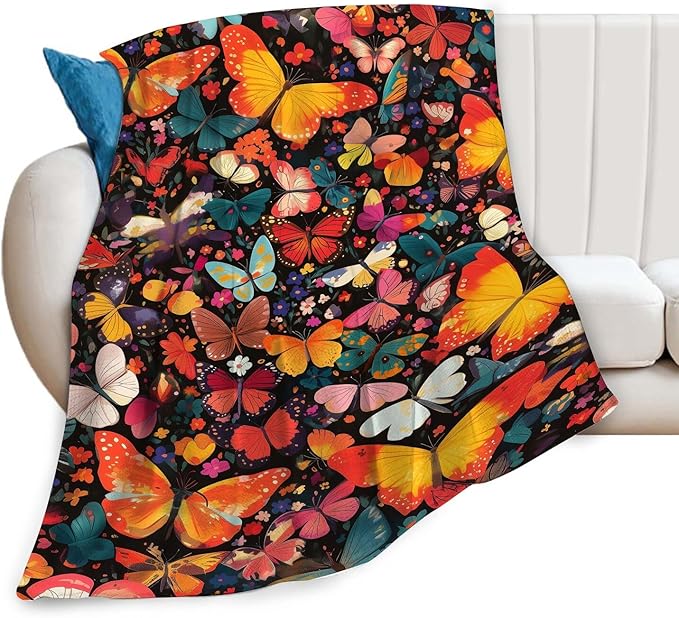 Butterfly Throw Blanket Butterfly Gifts for Kids Girls Adults Women Soft Cozy Warm Plush Fluffy Fuzzy Fleece Blanket Home Decor 40''X50''