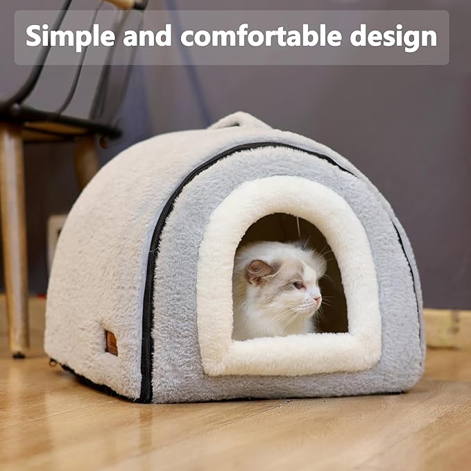 Cat Bed for Indoor Cats，Foldable cat cave，Anti-Slip & Water-Resistant Bottom，cat Houses for Indoor Cats or Small Dogs, Kitten Tent, Rabbit Bed，Large cat beds & Furniture