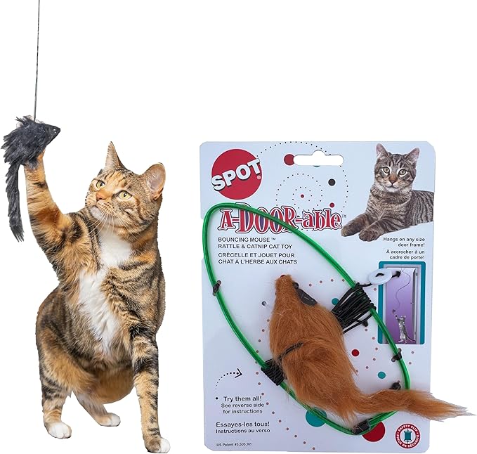 SPOT Ethical A-Door-Able Bouncing Mouse Cat Toy , Assorted Colors,Medium Breeds