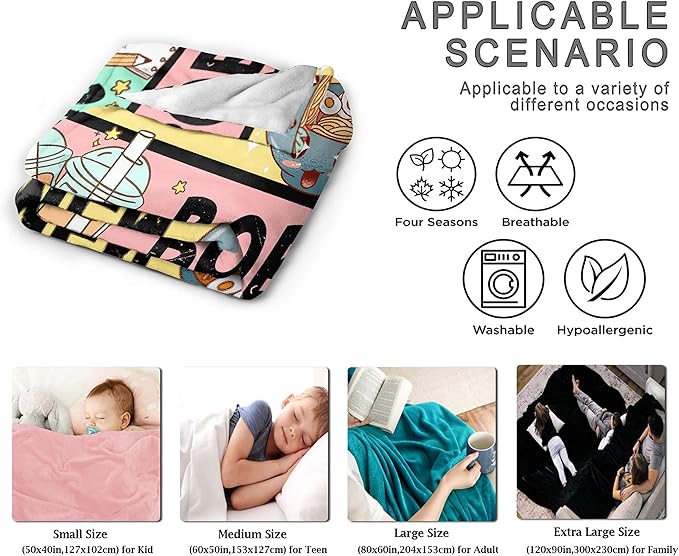 Anime Blanket Gifts for Girls Kawaii Anime Decor for Women Anime Ramen Boba Sketching Flannel Blanket Anime Lover Stuff, Luxurious Warm and Cozy for S 40X50 Inch for Kids/Child