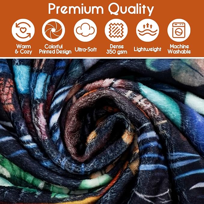 Book Lovers Blanket,Halloween Witches Bookshelf Skulls Black Cat Potions Fleece Blankets for Women Flannel Throw Blanket for Home Living Room Couch Bed Chair or Dorm Decor 60"x50"