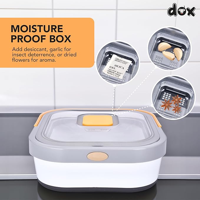 DDOXX Collapsible Dog Food Container - Durable Polypropylene with Clear Window & Sunken Lid - Ideal for Dogs and Cats Canned Food -Dog Food Bin - Mositure Free Pet Food Storage