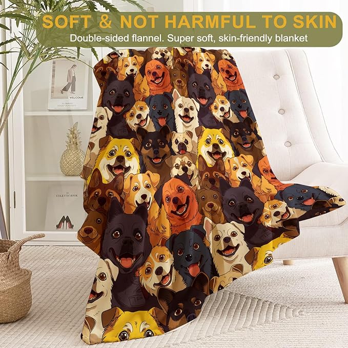 Lovely Dog Blanket Plush Flannel Throw Blanket - Ultra Soft & Warm, Comfy & Lightweight - Perfect for Couch, Travel, Bedroom, Bed, Living Room - Cozy, Fuzzy Gift 50in×60in