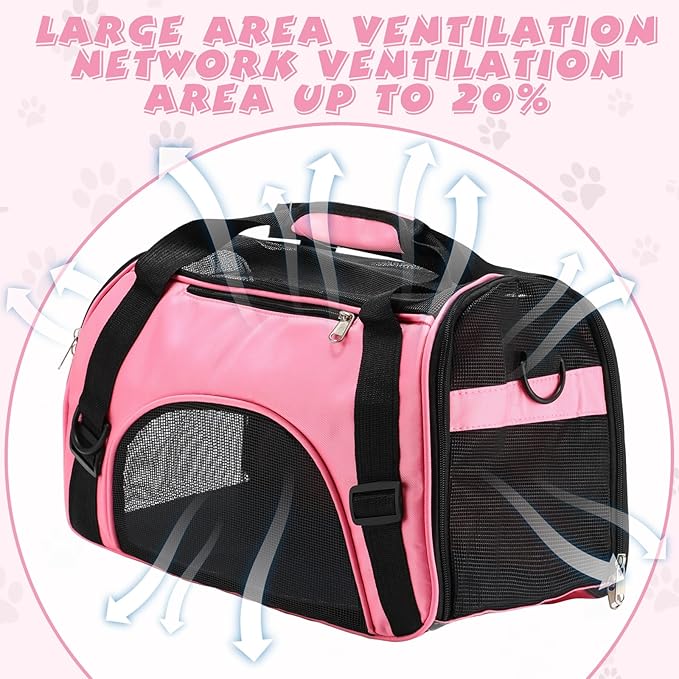 2 Pcs Pet Carrier, Soft Sided Pet Travel Carrier for Cats, Airline Approved Kitty Portable Dog Bags for Traveling Little Dogs, Rabbits, Puppy, Cat(S,Pink, Blue)