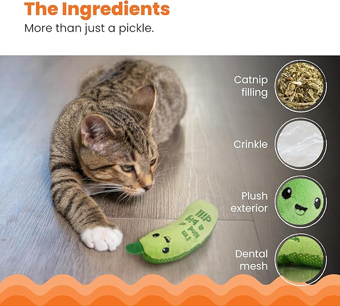 Catstages Crunchy Pickle Kicker Dental Catnip Cat Toy