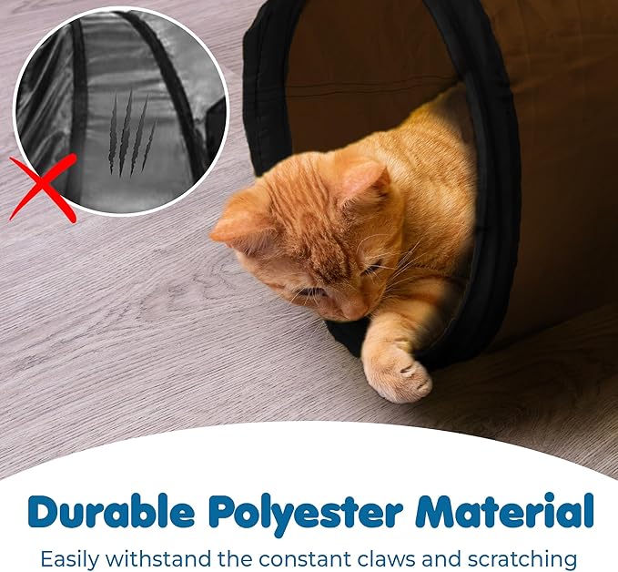 SunGrow Collapsible Tunnel for Ferret, 47.2" x 9.8" Lightweight Polyester with Steel Frame Tube,Includes Carrying Case, Ferret Accessories and Supplies, Brown and Black