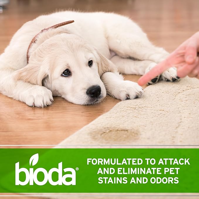 Bioda Commercial Strength Enzymatic Stain & Odor Eliminator for Pets | Industrial-Grade Formula Removes Dog and Cat Urine | USA Made Carpet Spot Cleaner | 32oz Sprayer