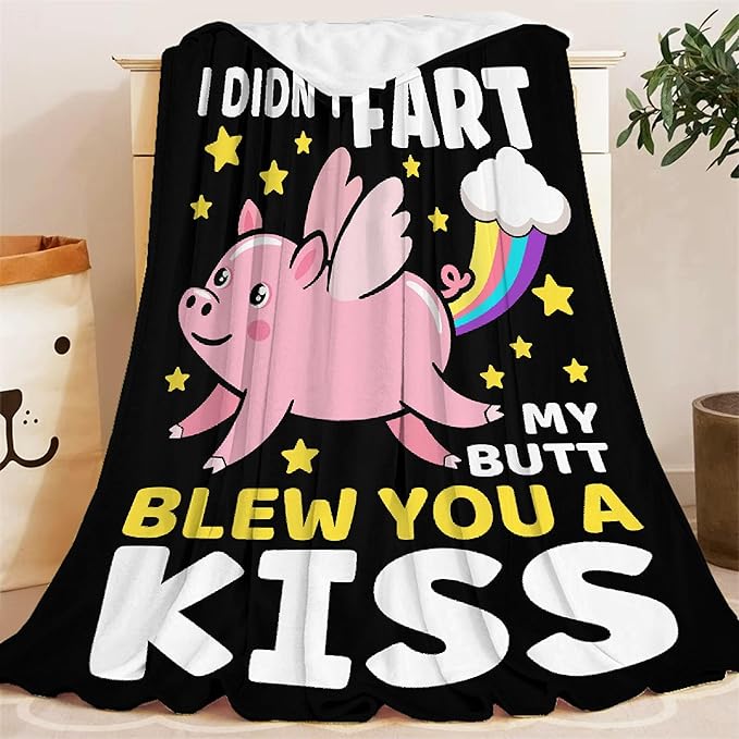 Funny Pig Blanket Gift for Girls Boys- 60x80 Inches Soft Flannel Throws Blankets Funny Gift for Teen Women Men Adult Cute Pig Lover Gifts for Birthday Christmas Halloween Bed Sofa Couch-Twin Size