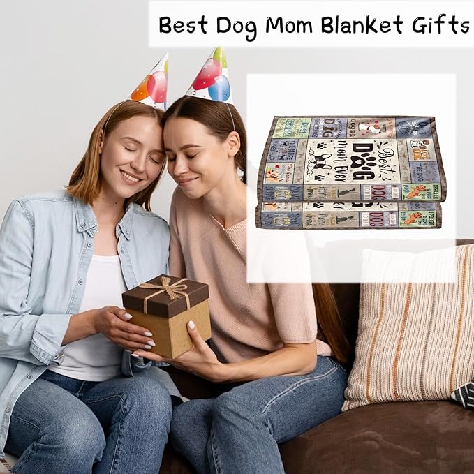 Dog Mom Gifts for Women - Soft Flannel Dog Mom Blanket Gifts for Dogs Lovers Birthday Gift for Dog Moms Best Dogs Mom Ever Throw Blanket for Mother Bed Couch Sofa Home Decor 60x50
