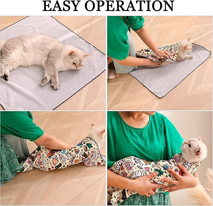 AGLOO Cat Grooming Wrap Cat Magic Mat - Self-Adherent, Anti-Scratch, Kittens Calming Wrap Restraint for Nail Clipping,Bathing (45 * 45cm)