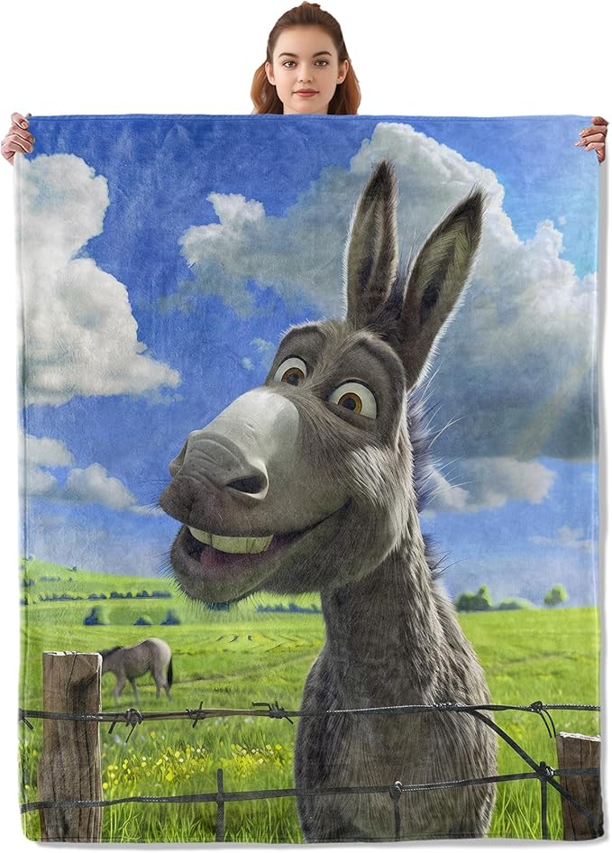 Funny Donkey Blanket, Soft & Warm Flannel Throw Blanket - Cozy Lightweight Blankets for Travel, Sofa, Bedroom, Office for Adults Kids - Ideal for All Season 60"×50"