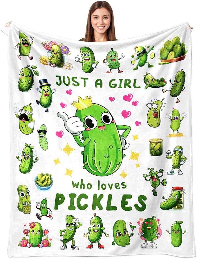 Pickle Blanket Gifts for Pickle Lovers Pickles Throw Blanket Pickles Bedding Decor Stuff Gifts for Girls Women 50"x40"