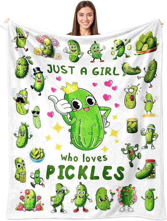Pickle Blanket Gifts for Pickle Lovers Pickles Throw Blanket Pickles Bedding Decor Stuff Gifts for Girls Women 50"x40"