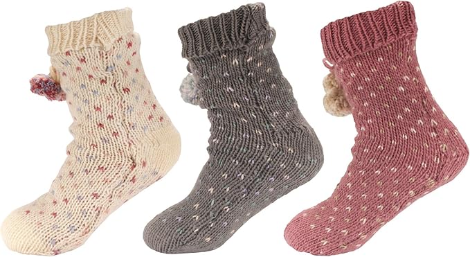 BambooMN Extra Thick Cozy Fuzzy Animal Thermal Cabin Plush Fleece-lined Knitted Crew Socks