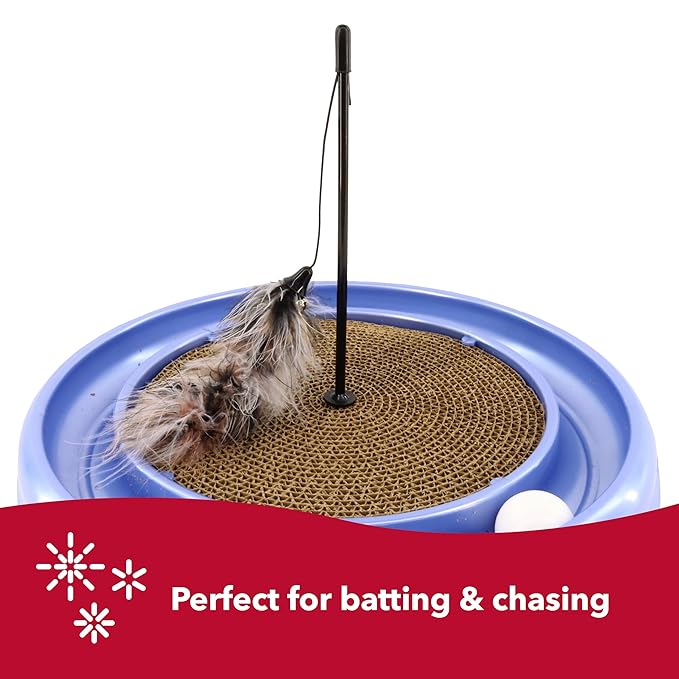 Coastal Pet Turbo Teaser Cat Toy - Interactive Cat Feather Toy and Cat Wand - Attach to Cat Towers & Scratcher Pads - Assorted - 10"