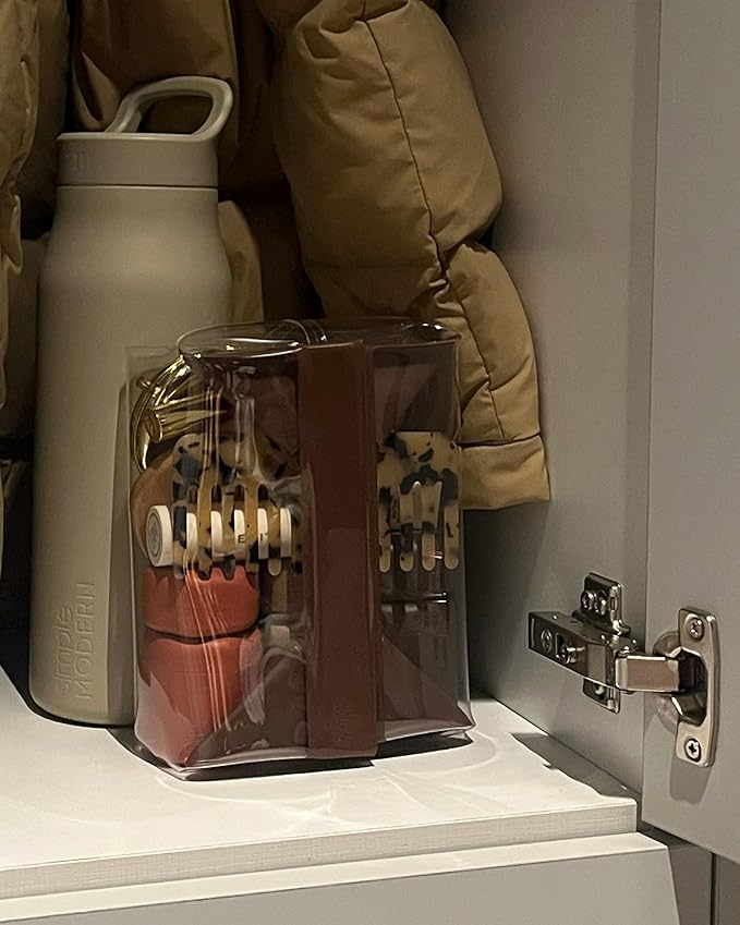 Cadence Parcel - Clear Dopp Kit with Magnetic Closure - Durable and Leak-Resistant Travel Toiletry Kit - TSA-Compliant & Modular Design - Small Hygiene Bag for Travel Essentials - 1 Qt - Chestnut