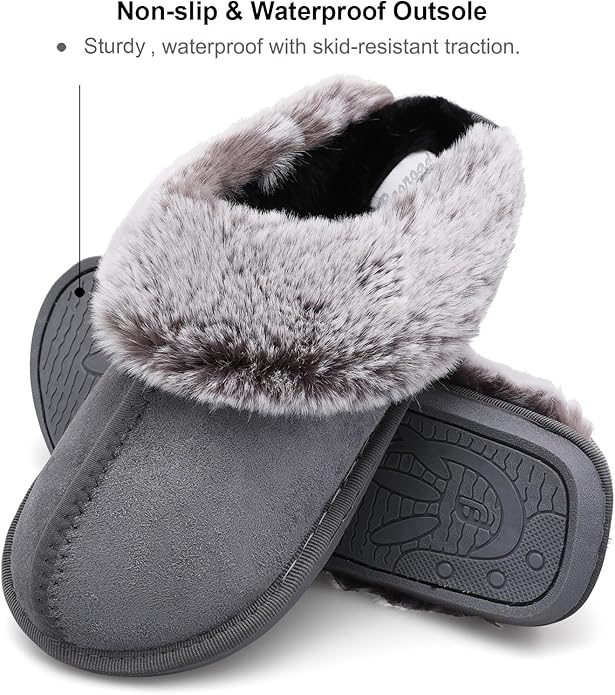 Besroad Winter Fuzzy House Slippers Sandals Plush Faux Fur Fluffy Flats Slippers Warm Slide Shoes for Women
