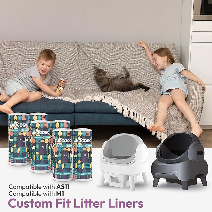 120 Pack Litter Bags Compatible with Neakasa M1, Compatible with PetPivot Open-Top Self-Cleaning Cat Litter Box, Replaced Waste Bags, Automatic Litter Box Liner with Drawstring, 27" x 13"