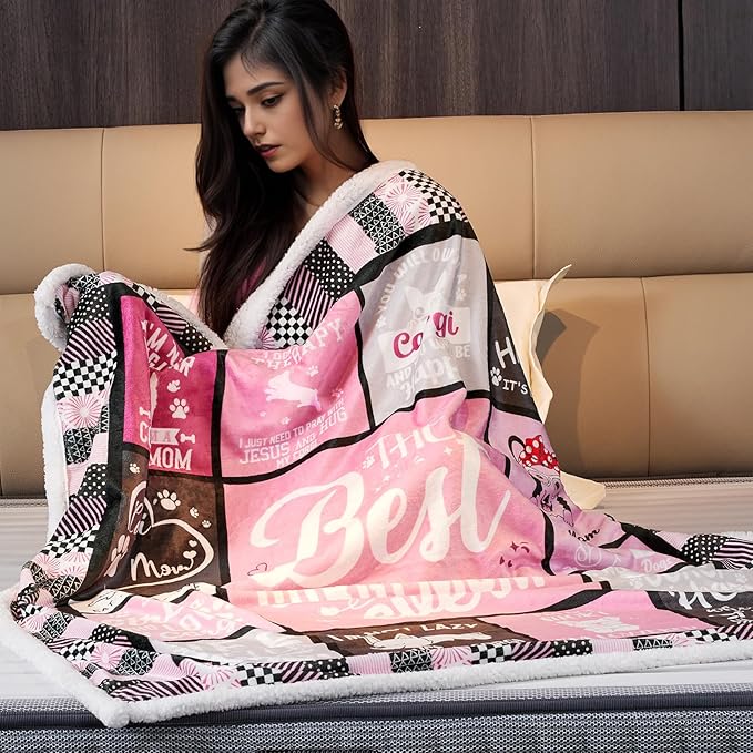 Corgi Mom Sherpa Blanket for Dog Lovers Women Best Corgi Mom Ever 50”x60” Sherpa Blanket Christmas Dog Themed Gifts for Girls