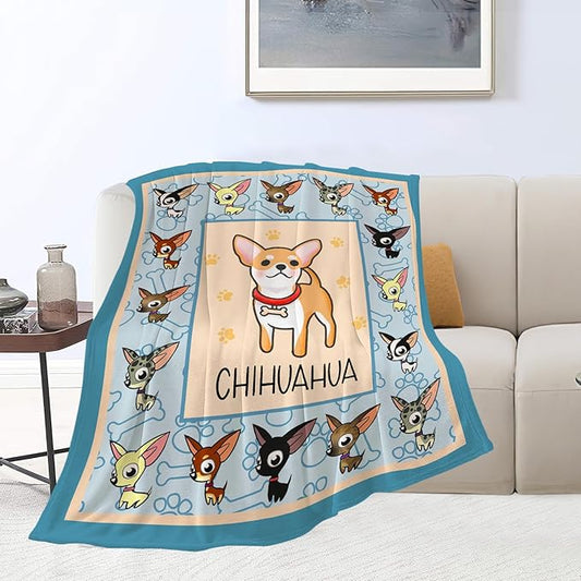 Chihuahua Blanket Chihuahua Decor Throw Blanket Super Warm Soft Plush Lightweight Fleece Flannel Winter Gifts for Girls Baby Kids Women Boys Adults Couch Bedding 50"X60"