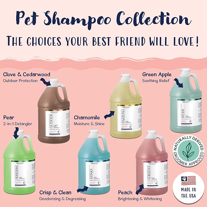 Bobbi Panter Gorgeous Dog Shampoo for Brightening & Whitening - Natural Ingredients, Tear-Free, Paraben-Free, pH-Balanced, 20:1 Concentrated Formula, Peach Scent, 1 Gal. (Case of 4)
