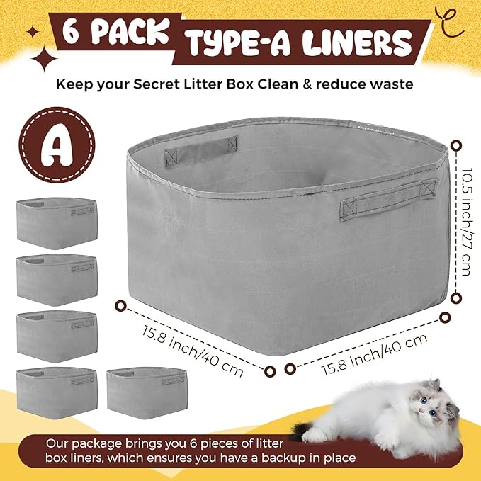 Abbylike 6 Pcs Reusable Litter Box Liners Cat Nonslip Litter Boxes Liner Sifting Liners for Litter Box Robust Design Waterproof Scoop Scratch Resistant Leakproof Machine Washable (type-a)