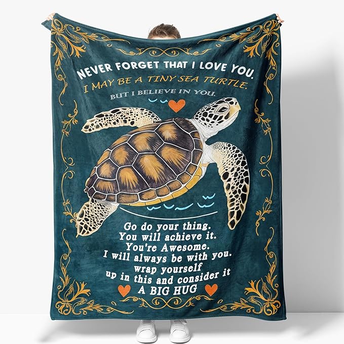 Sea Turtles Blanket Gifts for Women Girls Boys Kids Adult Teen Birthday Christmas Valentine Positive Ocean Animal Present Decor Bedroom Living Room Couch Bed Sofa Soft Cozy Plush Flannel Throw 60"x50"
