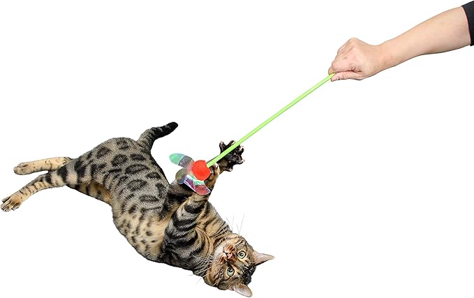 RompiCatz Rustlin' Mylar Teaser Wand and Interactive Cat Toy, Iridescent