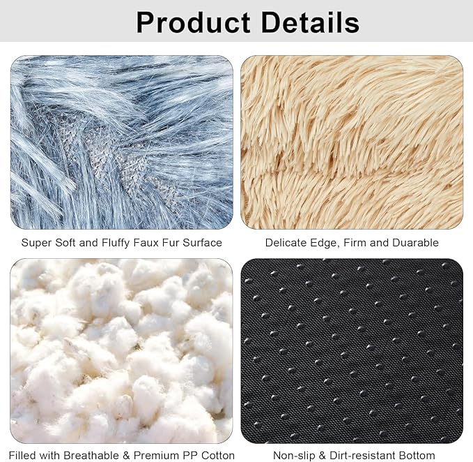 Calming Dogs Bed for Small Dogs, Anti-Anxiety Round Pet Cats Bed, Washable Fluffy Cozy Dog Cuddler Bed, Anti-Slip Puppy Bed for Small and Medium Pets