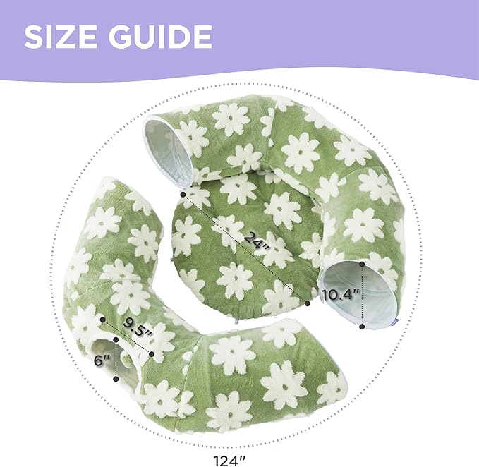 Lesure Large Cat Tunnel Bed for Indoor Cats - Cute Cat Donut Tunnel with Washable Circle Cushion, Round Pet Play Tunnel Toy for Kitten/Puppy/Rabbit,Green