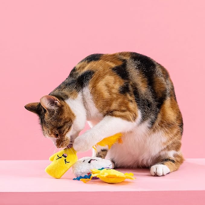 Fringe Studio Plush Cat Toy Set, Purr-FECT Weather, Mini 3 Piece Set, Pet Shop Collection (904032)