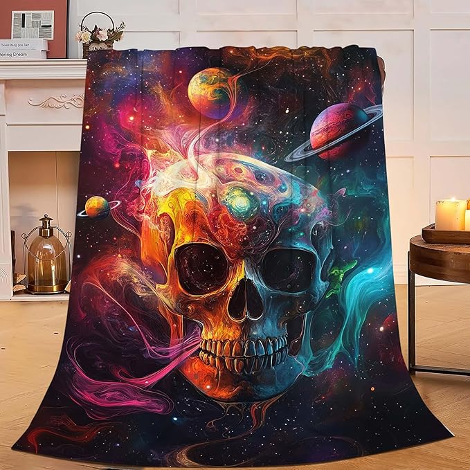 Skull Throw Blanket Skeleton Gifts for Kids Girls Boys Adults Women Men Soft Cozy Warm Plush Fluffy Fuzzy Fleece Blanket Decor 40''X50''