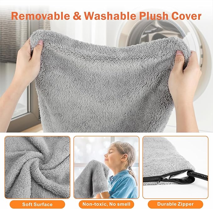 Heated Cat Bed, 11 Adjustable Temperature Pet Heating Pad Indoor for Dogs Cats Heating Mat with Timer, Auto Power Off, Electric Pet Heating Pad for Cat House (Grey, L(35" x 24"))