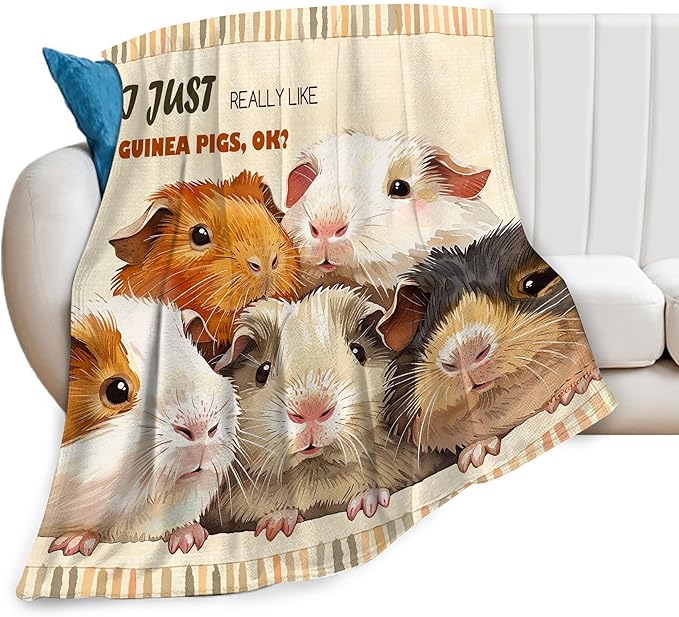 Guinea Pig Decor Throw Blanket - Super Warm Soft Plush Lightweight Fleece Flannel Cute Animals Blanket Gifts for Guinea Lovers Girls Boys Women Men for Winter Couch Bedding 40"X50"