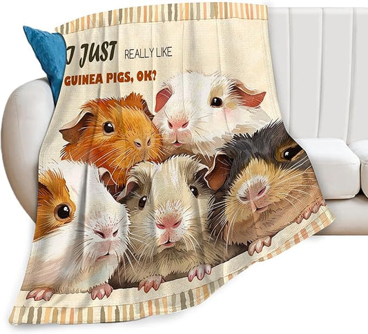 Guinea Pig Decor Throw Blanket - Super Warm Soft Plush Lightweight Fleece Flannel Cute Animals Blanket Gifts for Guinea Lovers Girls Boys Women Men for Winter Couch Bedding 40"X50"