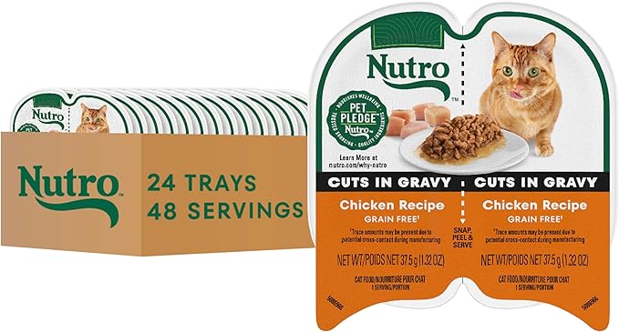 Nutro Perfect Portions Wet Cat Food Cuts in Gravy Chicken Recipe, (24) 2.64 oz. Twin-Pack Trays