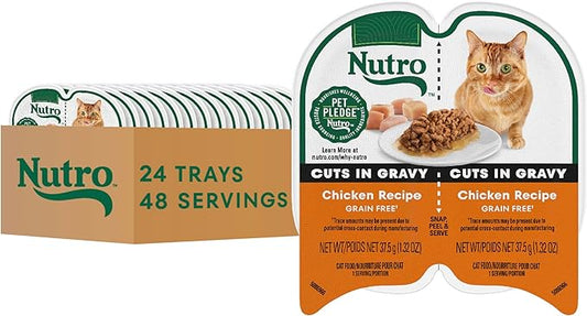 Nutro Perfect Portions Wet Cat Food Cuts in Gravy Chicken Recipe, (24) 2.64 oz. Twin-Pack Trays