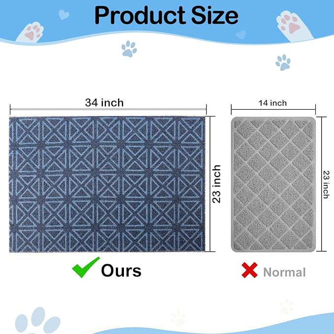 Bienbee Cat Litter Mat, Cat Litter Mat Litter Trapping Mat, Easy to Clean, Soft Litter Box Mat for Cat, Kitty, PVC Material Pad