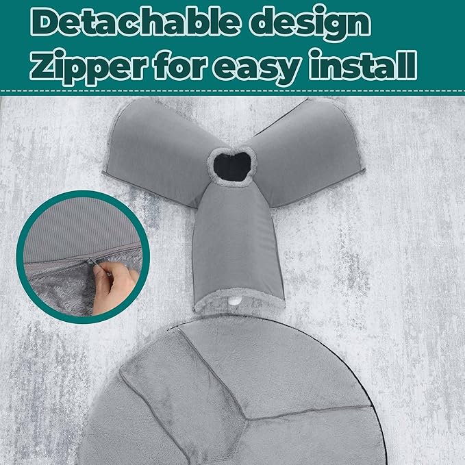 HOMBYS Extra Large 28" Cat Tunnel Bed for Indoor Cats, 2-in-1 Cat Bed with Y Shape Cat Tunnel, Cat Carpet Tunnel for Multi-Pets Family, Detachable, Washable for Cats and Small Pets