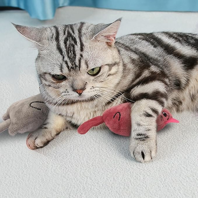 YAODHAOD Cat Catnip Toy, 3 Pcs Catnip Tooth Cleaning Toy, Interactive Cat Kicker Toy for Indoor Cats, Crinkle Sound Catnip Catnip Filled Toys (Cartoon Mice Cat Toy)